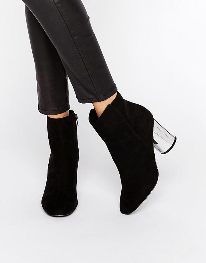 London Rebel Round Heel Boot With Mirror Heel - Black