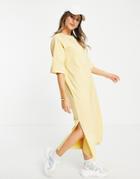 Monki Kenny Midi T-shirt Dress In Yellow