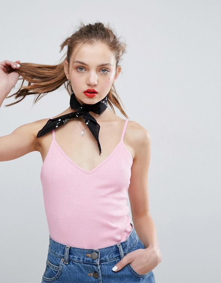 Asos Strappy Rib Cami - Pink