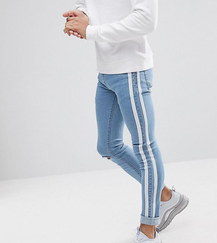 Liquor N Poker Skinny Jeans With Side Stripes - Blue