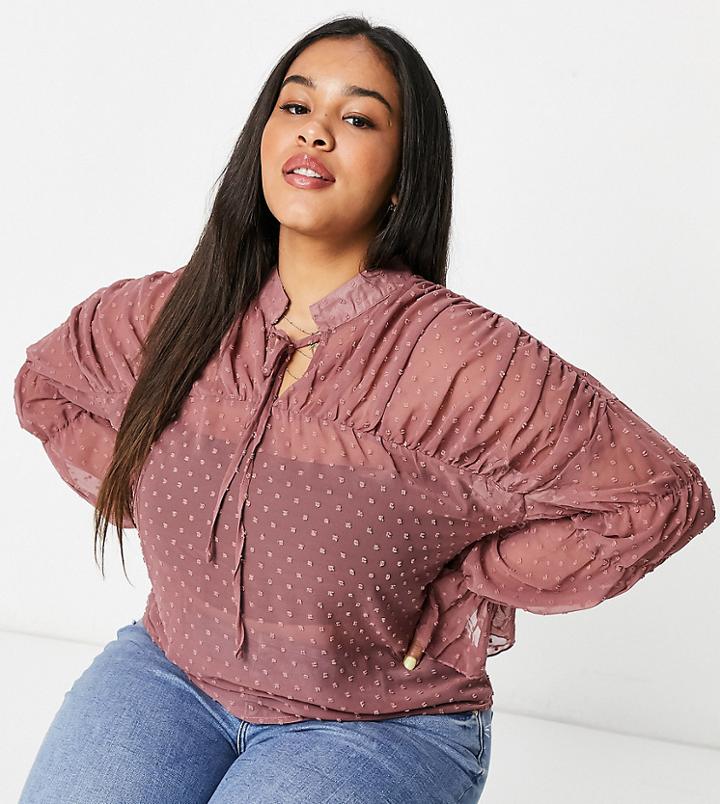Missguided Plus Dobby Blouse In Pink