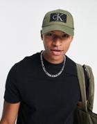 Calvin Klein Jeans Explorer Trucker Cap In Khaki-green