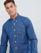 Abercrombie & Fitch Button Down Denim Shirt In Mid Wash - Blue