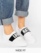 Asos Divine Wide Fit Slogan Sneakers - White