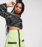Collusion Typo Off The Shoulder Toggle Top-black