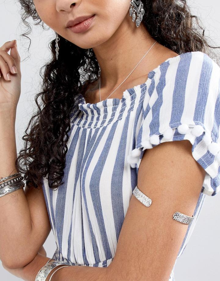 Asos Design Hammered Arm Cuff - Silver