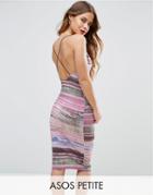 Asos Petite Stripe Marble Print Midi Cami Dress - Multi