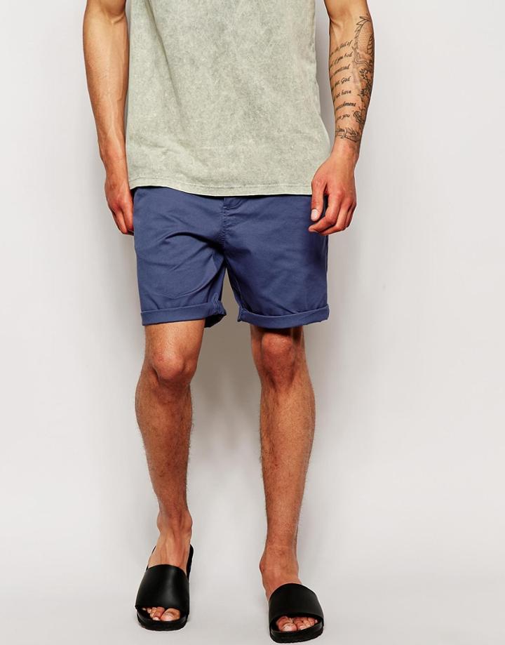 Asos Stretch Chino Shorts In Mid Length - Vindigo