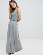 Asos Design Maxi Skirt With Paperbag Waist In Gray Marl - Gray