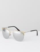 Versace Round Sunglasses With Mirrored Lenses - Gold