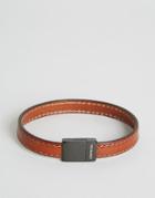 Ted Baker Clasp Tan Bracelet With Leather Stitch - Brown