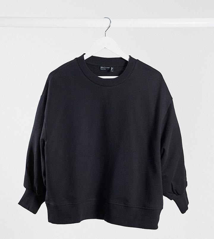 Asos Design Tall Boxy Sweatshirt With Wide Sleeve In Black