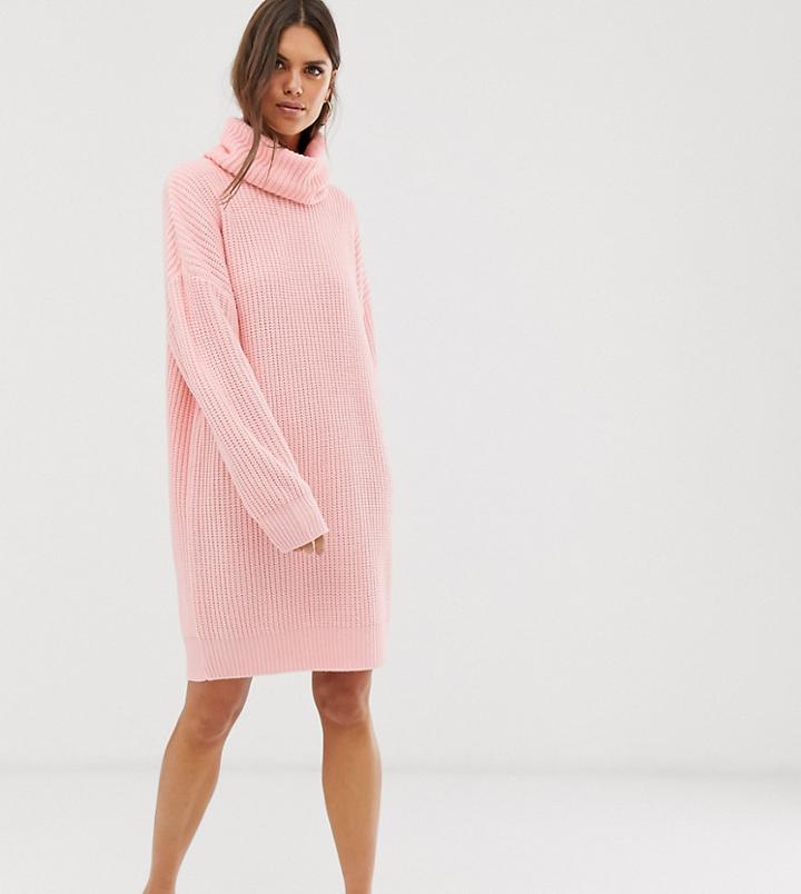 Micha Lounge Oversized High Neck Sweater Dress-pink