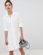 New Look Frill Shirt Dress - White