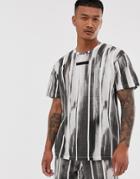 Religion Loose Fit Two-piece T-shirt With Brushed Stripe Print In Black
