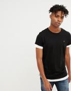 Jack & Jones Originals Longline T-shirt With Drop Layer Sleeves And Hem - Black