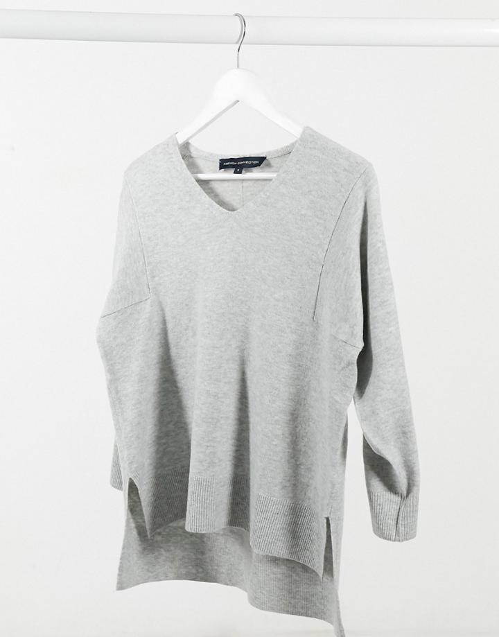 French Connection Ebba Vhari Vneck Sweater In Gray-grey