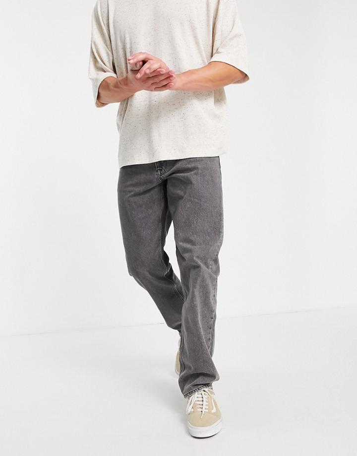 Asos Design Straight Leg Jeans In Dark Gray-grey