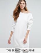 Missguided Tall Raw Edge Oversized Sweater Dress - Cream