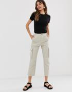Monki Peg Cargo Pants In Ecru - Beige