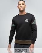 Hype Longline Sweatshirt In Black With Camo Panels - Black