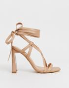 Public Desire Atlanta Ankle Tie Heeled Sandals - Beige