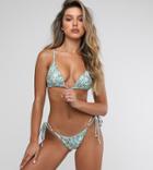 Kulani Kinis Triangle Bikini Top In Blue Floral-multi