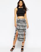Asos Midi Skirt With Splices In Bamboo Print