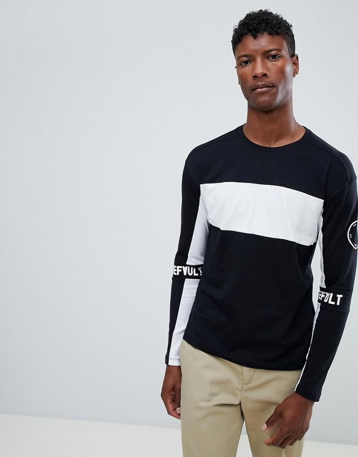 Jack & Jones Core Long Sleeve T-shirt With Block Stripe - Black