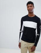 Jack & Jones Core Long Sleeve T-shirt With Block Stripe - Black