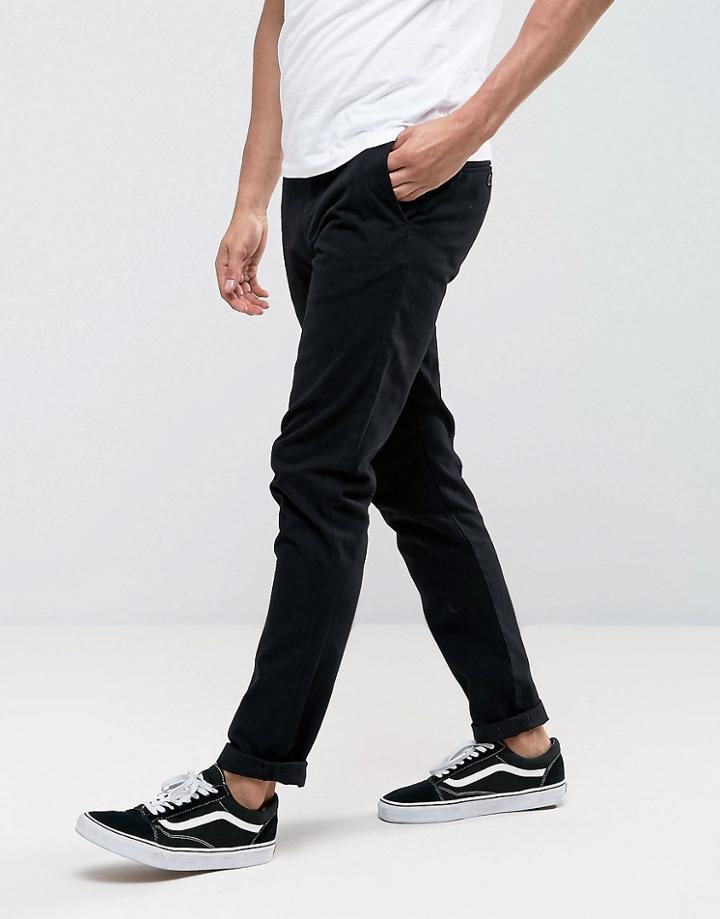 Weekday Wood Chinos In Black - Black