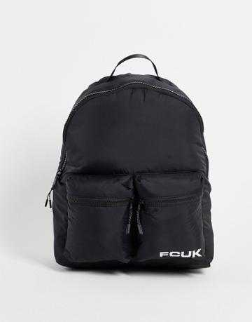 Fcuk Padded Backpack With Embroidered Logo In Black