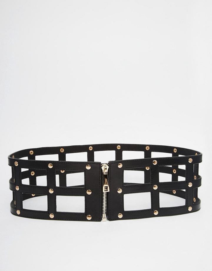 Pieces Caged Belt With Zip Fastening - Black