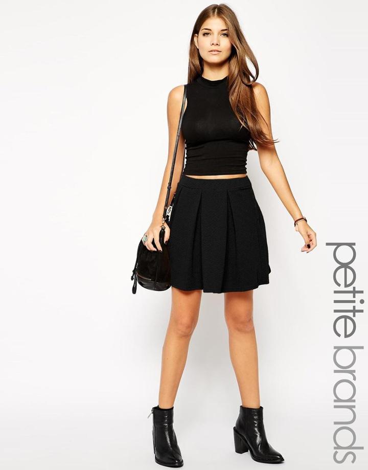 Glamorous Petite Textured Jersey Box Pleat Skirt
