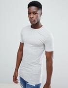 Asos Design Longline Muscle Fit Crew Neck T-shirt With Stretch In Gray - Gray