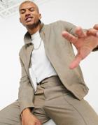 Asos Design Set Slim Harrington Jacket In Brown