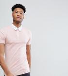 Asos Design Tall Muscle Rugby Polo Shirt In Pink - Pink