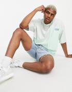 Asos Design Oversized Terrycloth T-shirt In Green Color Block-multi