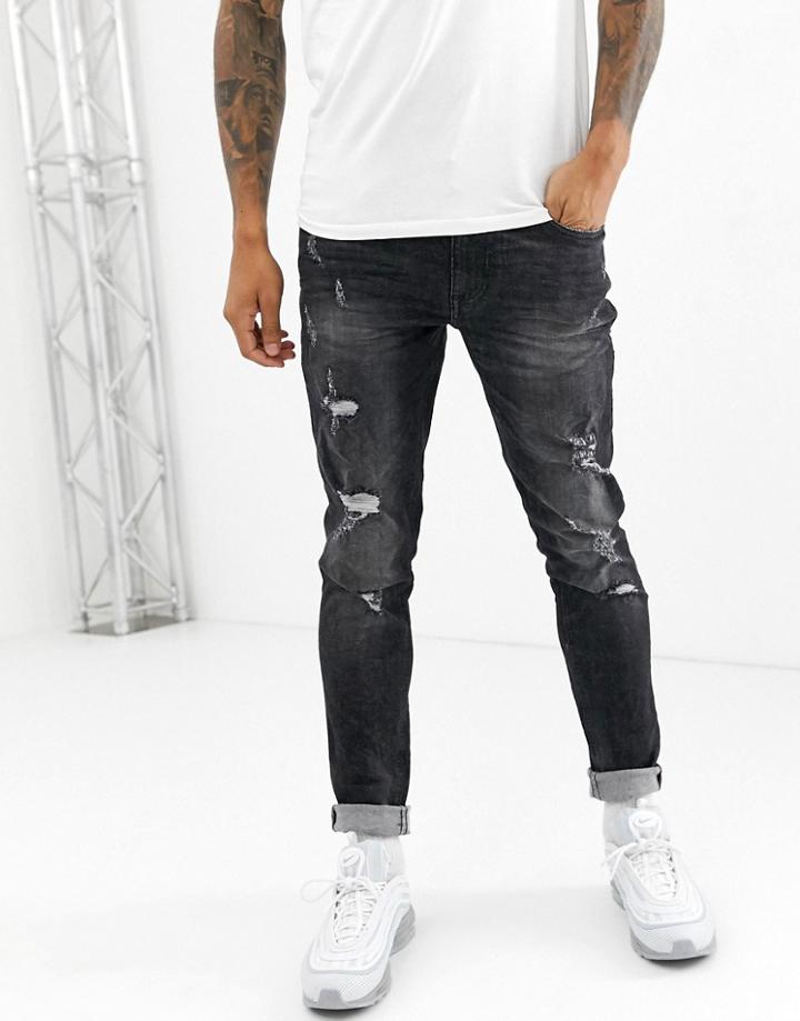Blend Echo Tapered Fit Jean In Washed Black - Black