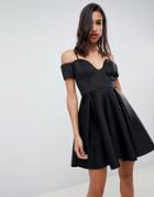 Asos Design U Bar Mini Skater Dress - Black