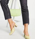 Asos Design Wide Fit Siena Mid Heeled Mules In Lime-green