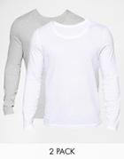 Asos Long Sleeve T-shirt With Scoop Neck 2 Pack Save 19%