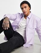 Topman Linen Shirt In Lilac-purple