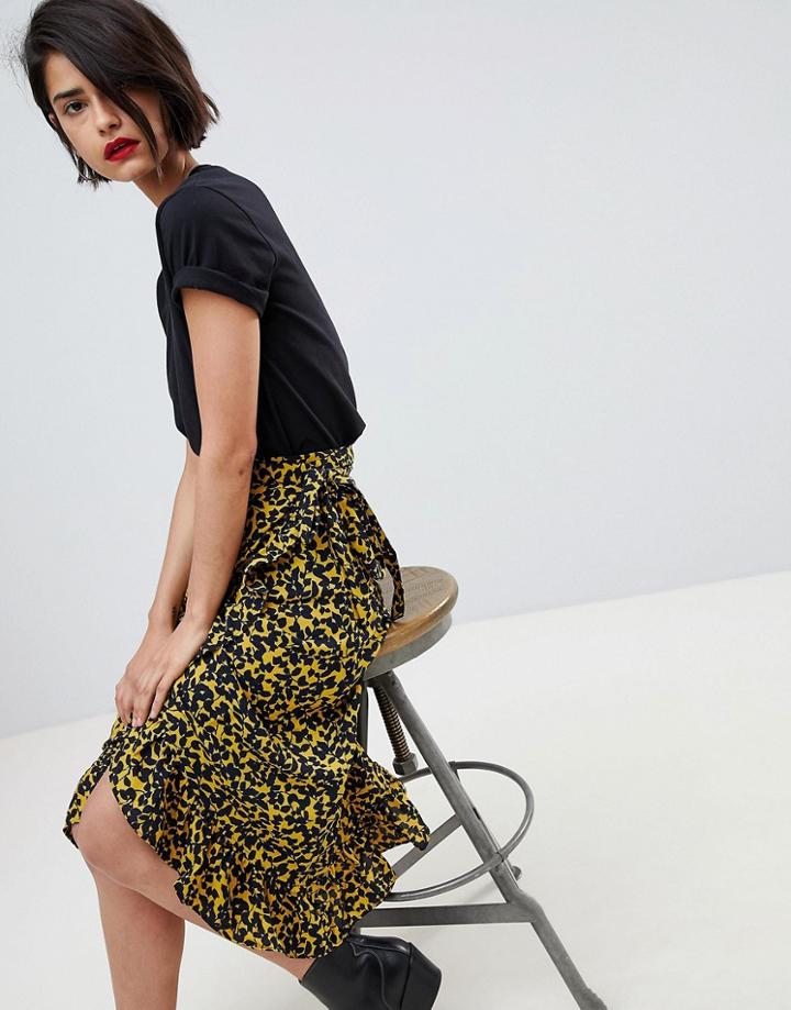 Vero Moda Ruffle Wrap Skirt - Orange