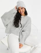 Miss Selfridge Long Sleeve Batwing Sweater In Gray-grey