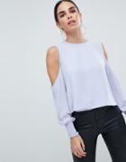 Love Cold Shoulder Blouse - Blue