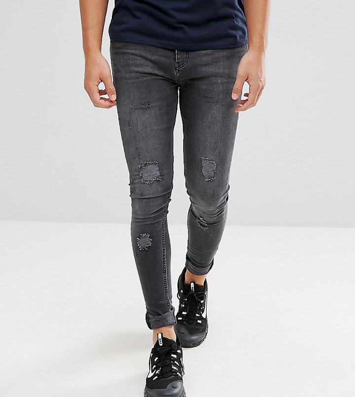 Brooklyn Supply Co Muscle Fit Jean Washed Black Rip & Repair - Black