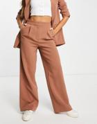 Asos Design Suit Pants In Camel Pinstripe-multi