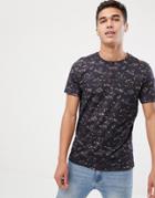 Selected Homme T-shirt With All Over Floral Print - Navy
