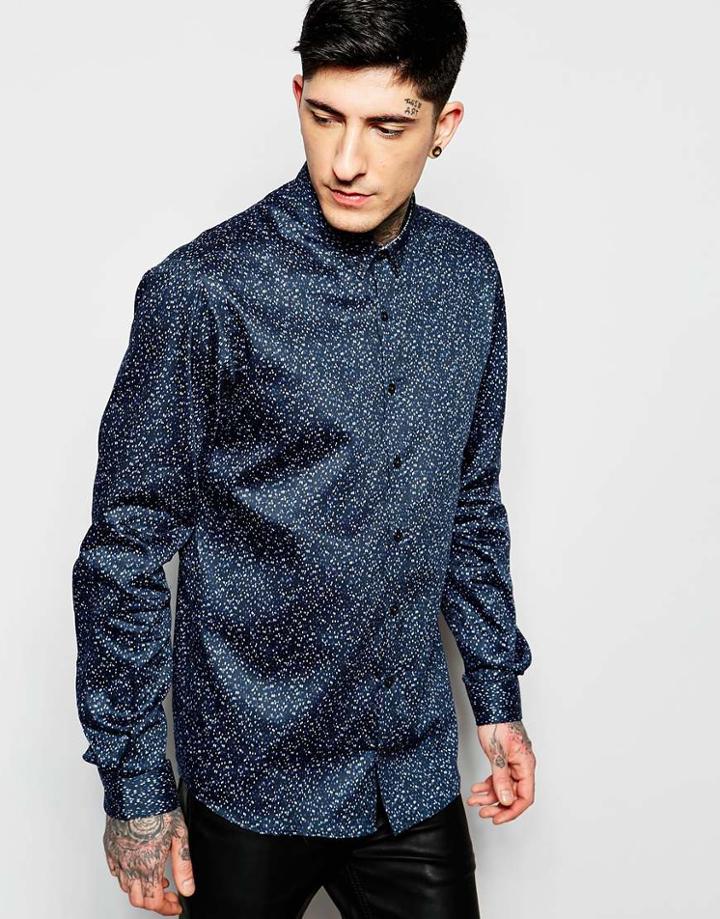 Lindbergh Shirt With All Over Print - Blue